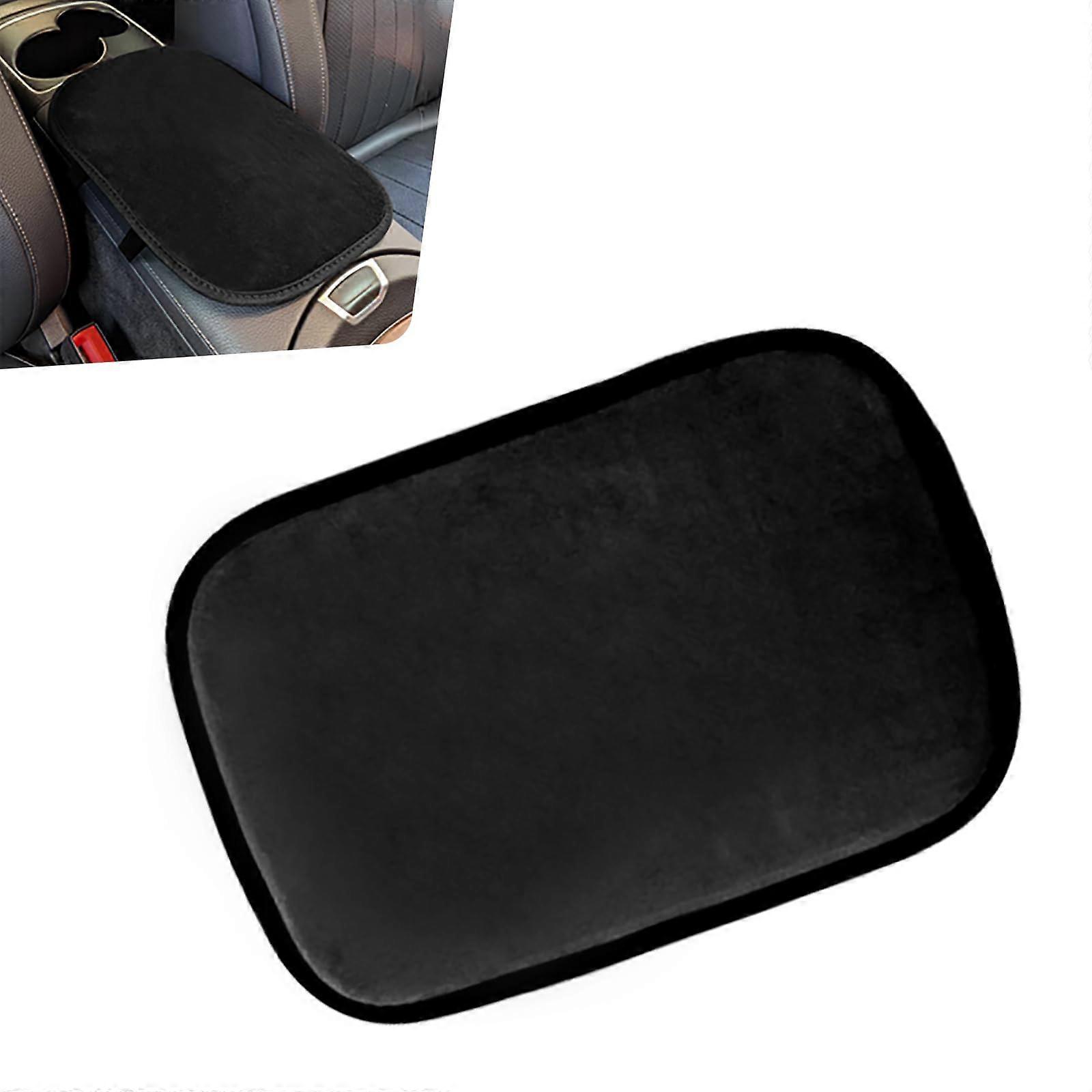 Car Armrest Cover Winter Warm Fluffy Pad Universal Fit Center Console Protector Black
