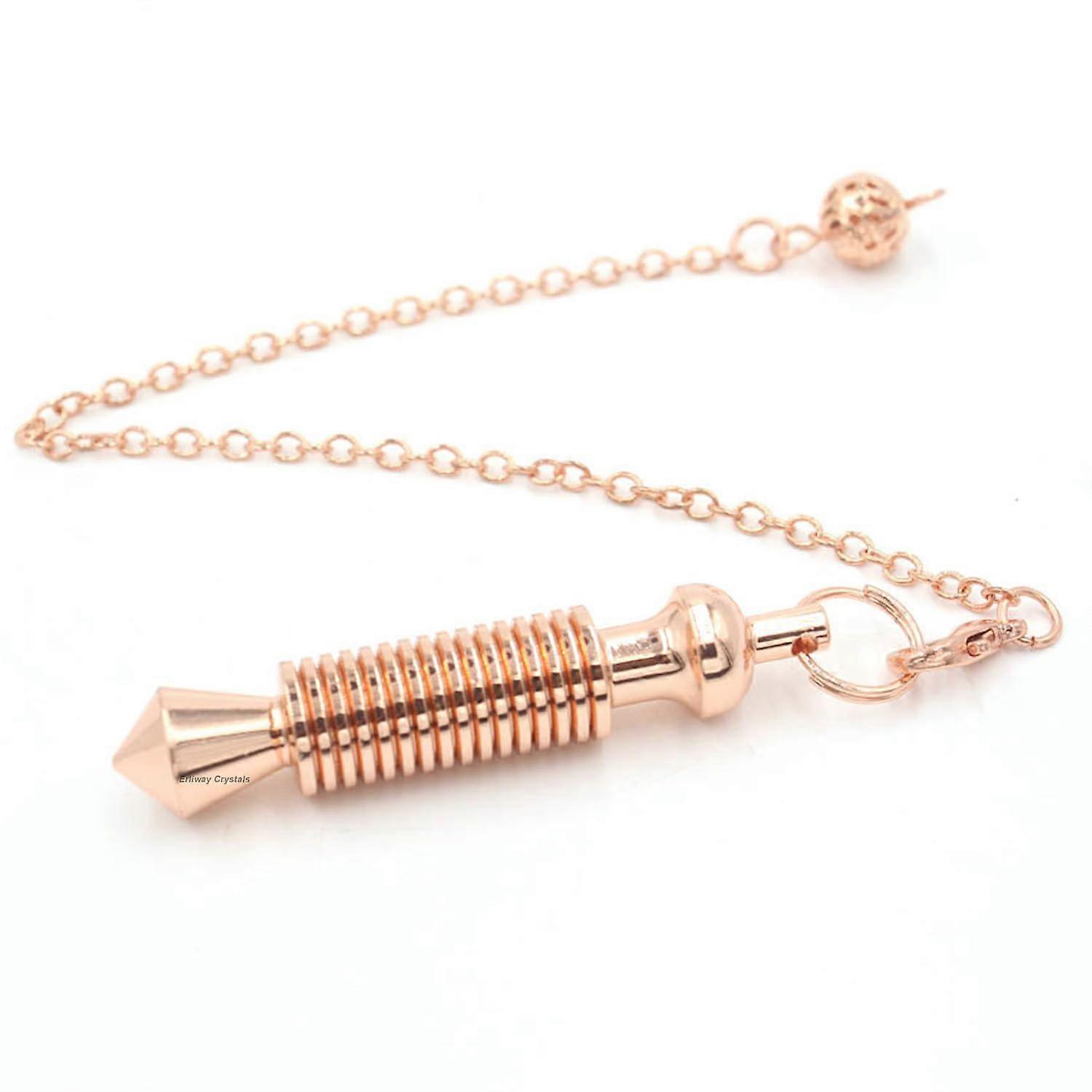 Copper Dowsing Pendulum Rose Gold Spiral Reiki Tool for Divination and Chakra Balancing