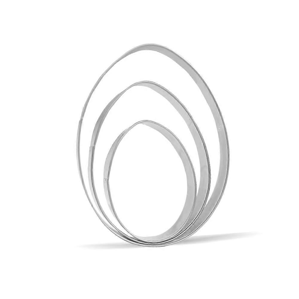 Easter Egg Cookie Cutters Set Stainless Steel 3 Piece Multiple Sizes for Easter Baking