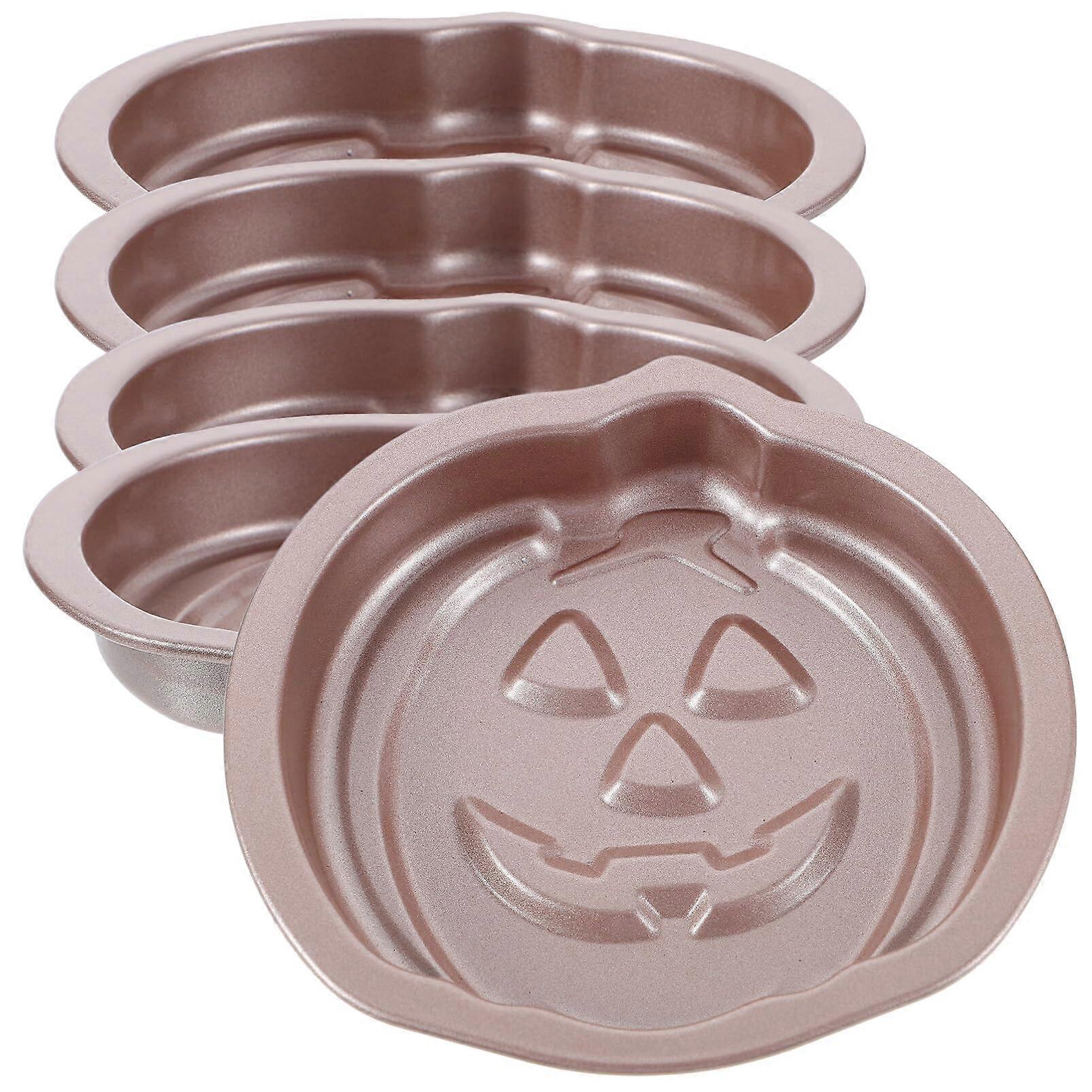 5pcs NonStick Halloween Pumpkin Cake Pan Set for Mini Bread Tart and Cookie Baking