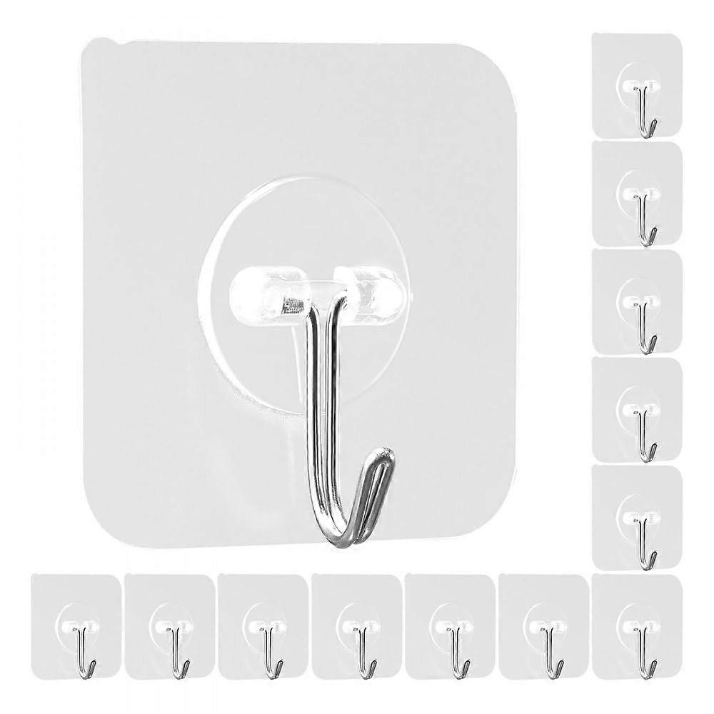 Adhesive Wall Hooks 12 Pack with Strong Grip for Bathroom and Kitchen NoDrill Installation