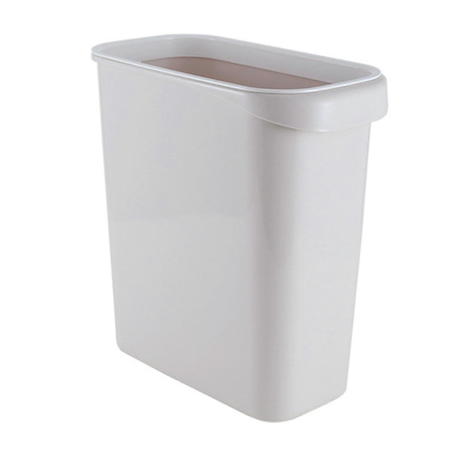 Slim Trash Can with Pressure Opening, SpaceSaving Rectangular Waste Bin for Bathroom and Kitchen