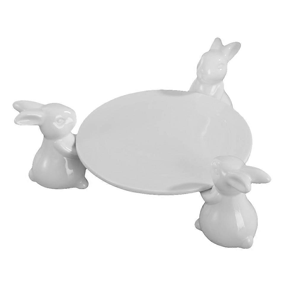 Ceramic Cake Plate Three Rabbit Cake Rack for Party Use