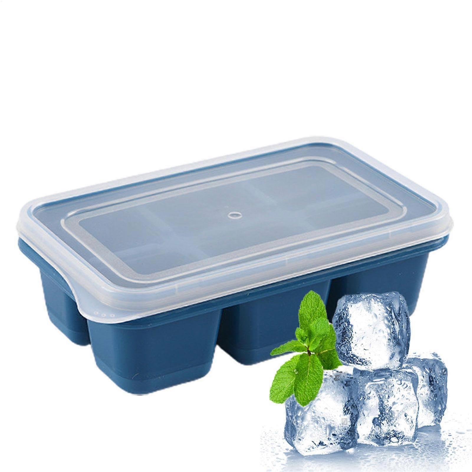 Ice Cube Tray with Lid Easy Release NonStick Stackable Ice Mold for Cocktails Whiskey Coffee 6Grids