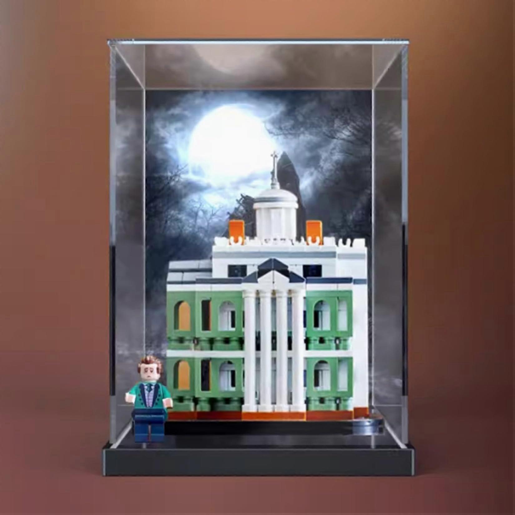 Acrylic Display Case Compatible with  40521 Mini Ghost Mansion, Clear Dustproof Box with 360° Visibility