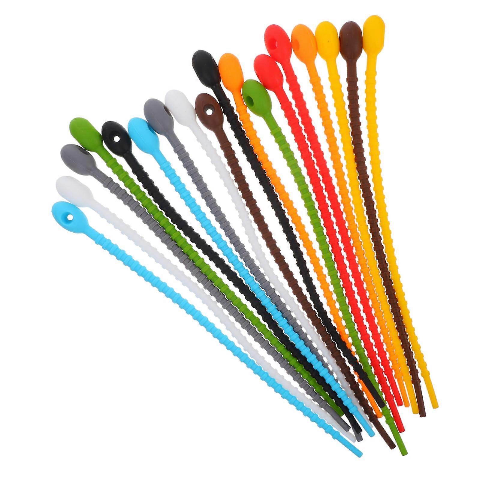 Silicone Cable Ties 18pcs White Reusable SelfLocking ColorCoded Cord Management Straps