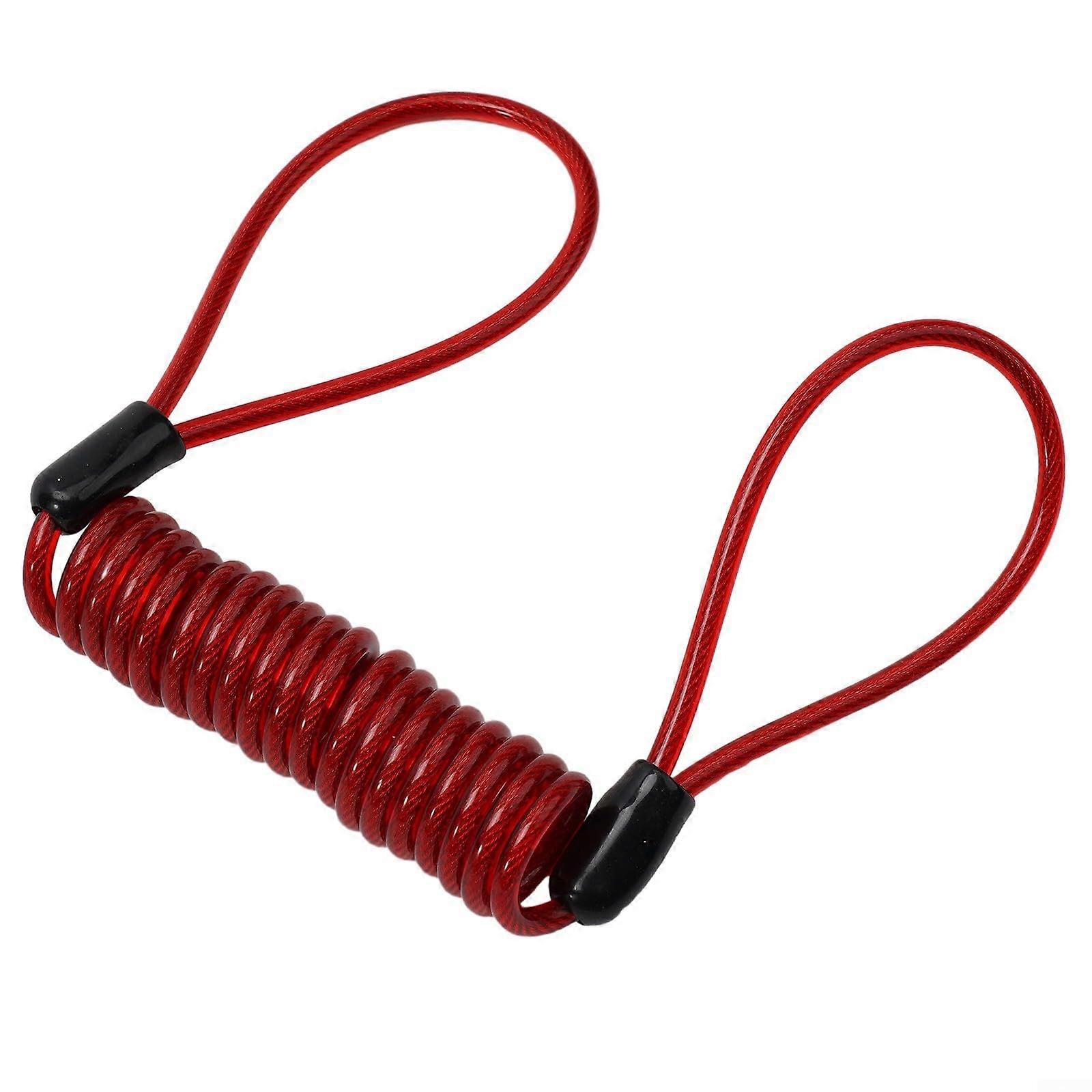 Motorcycle Disc Brake Lock with Helmet Security Cable AntiTheft Spring Rope Wire Red