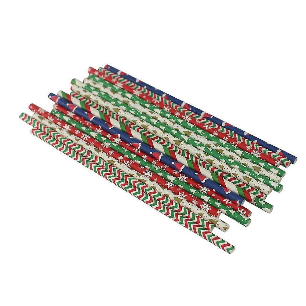 Christmas Patterned Paper Straws Drinking Straws 150Pcs Pack