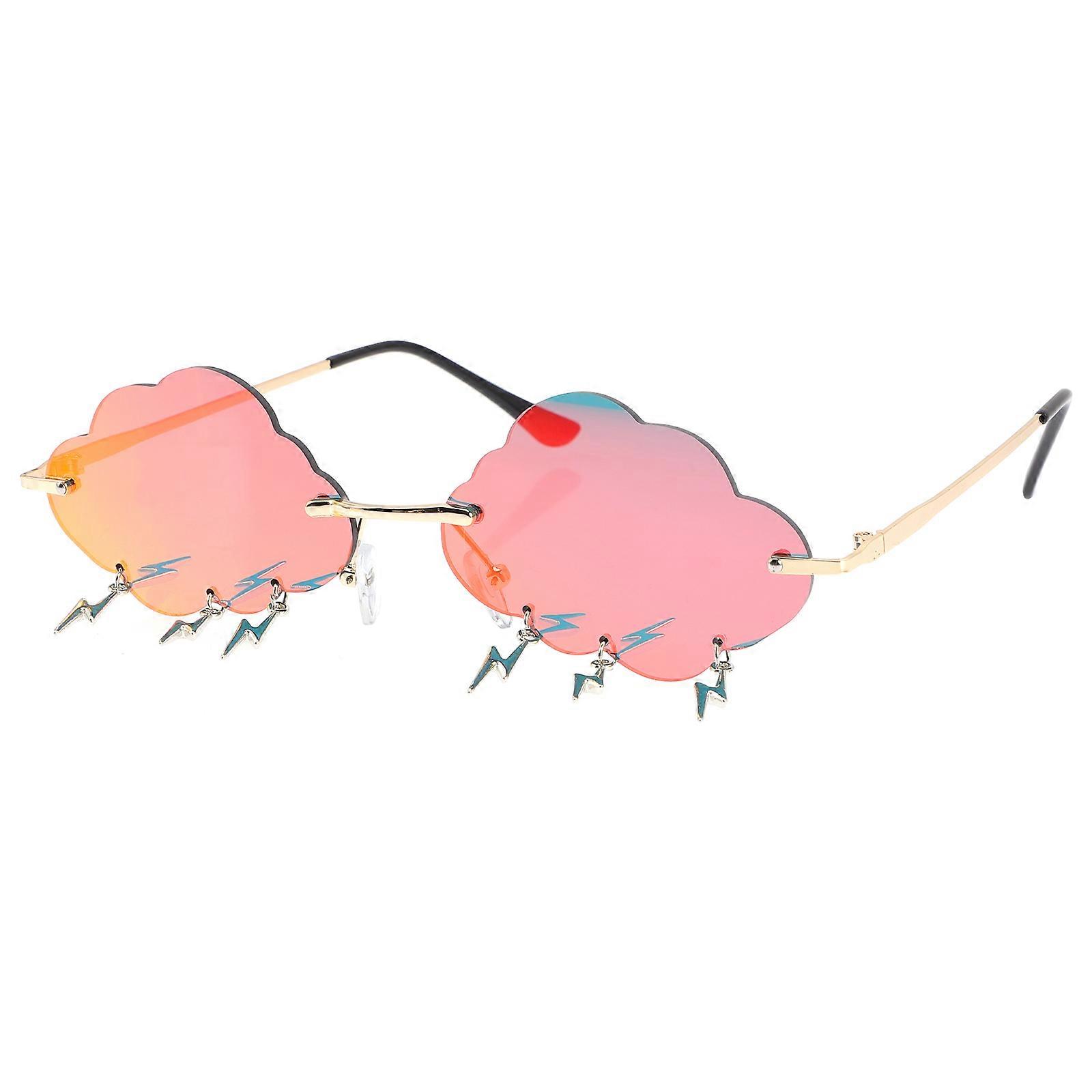 Clouds Shaped Sunglasses Frameless Irregular Red Protection UV Protection 1 Pair