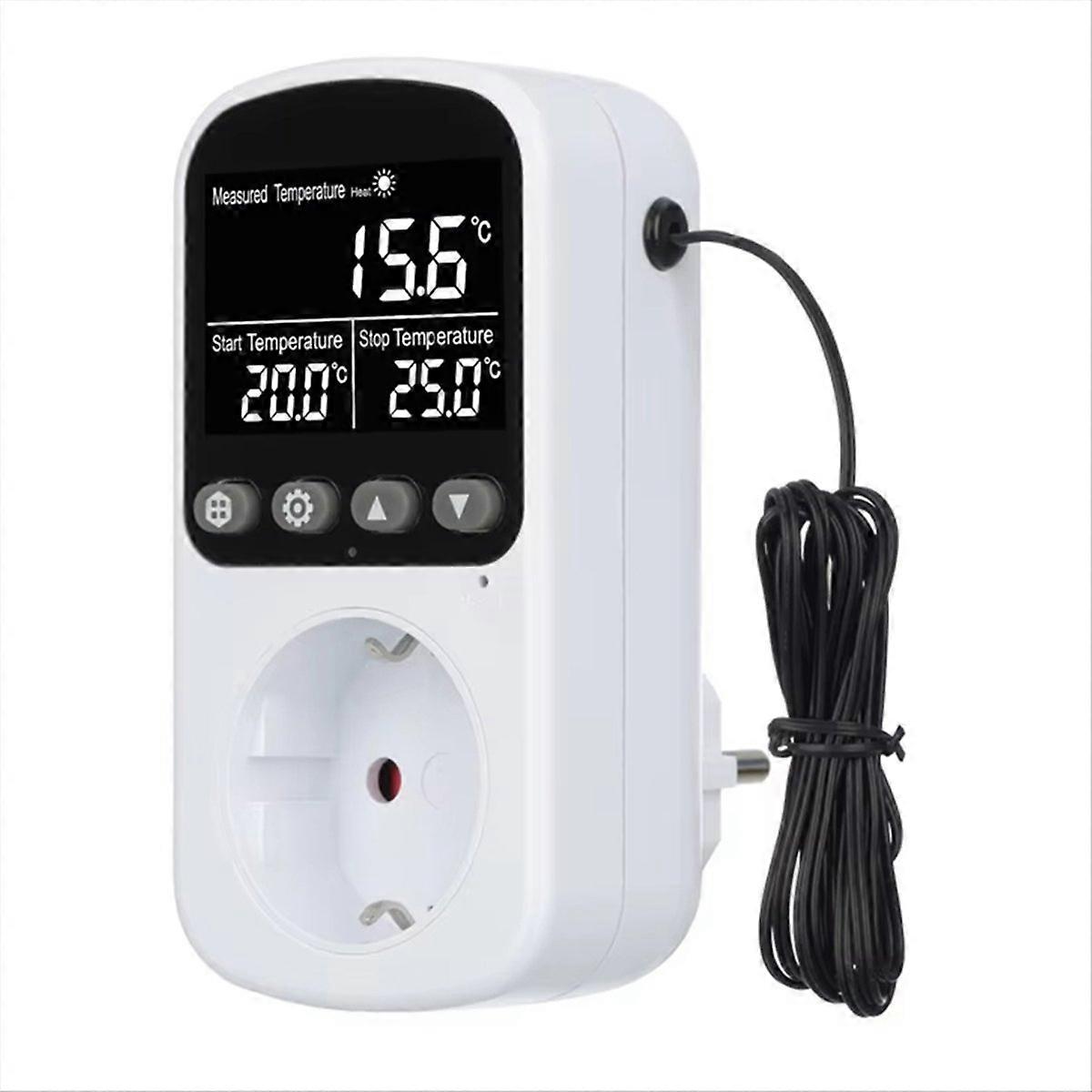 Digital Temperature Controller Socket Outlet Thermostat with Timer Sensor Probe Heating Cooling Swit