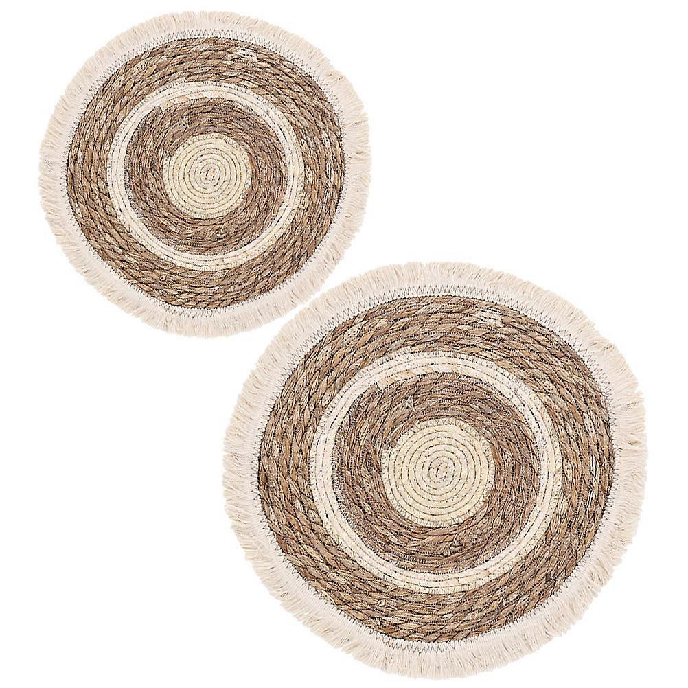 Woven Coaster Round Heat Resistant Placemat for Drinks with 4Pcs Pack