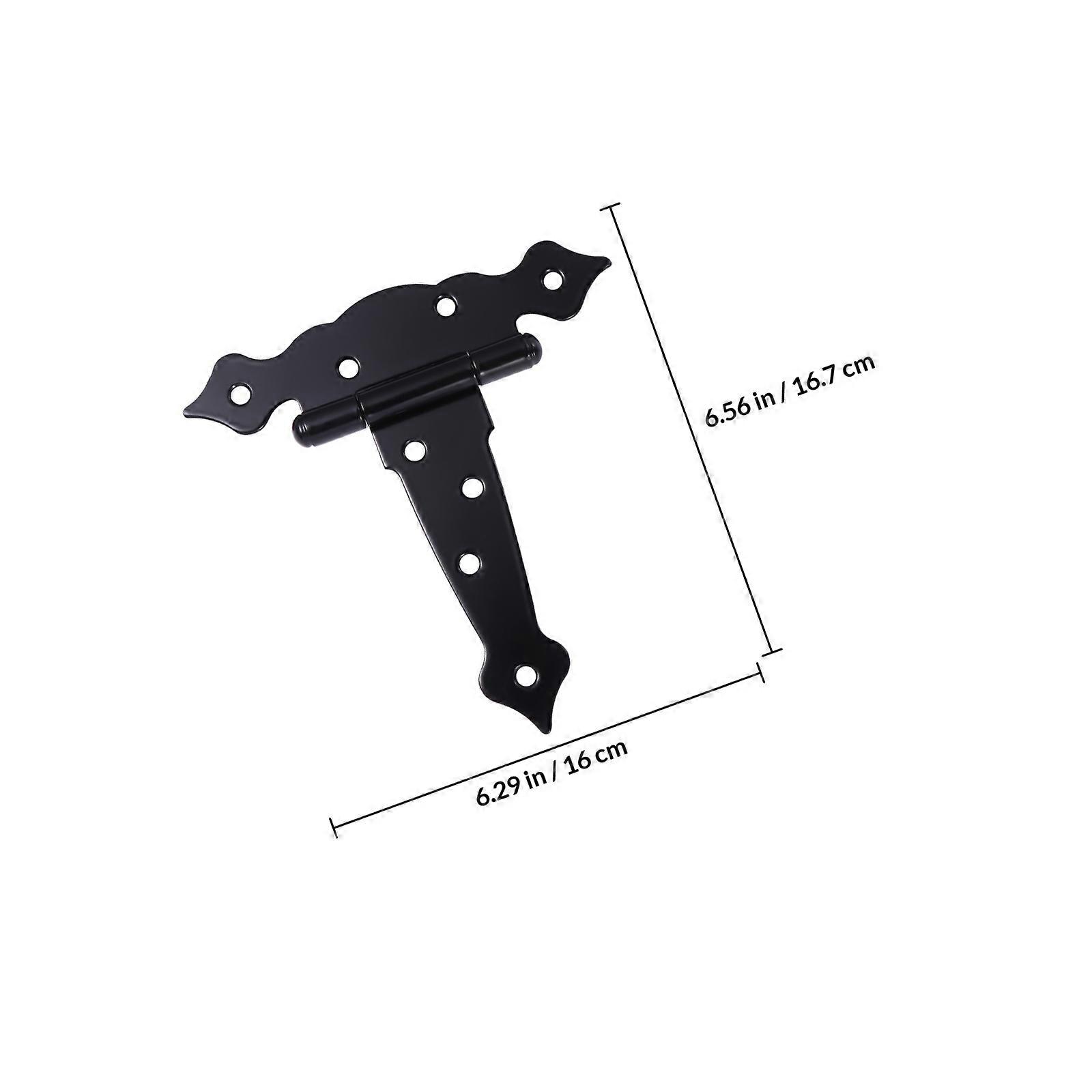 Black T Shape Door Hinge for Gate Use 3Pcs Rustproof Iron Durable Hinges