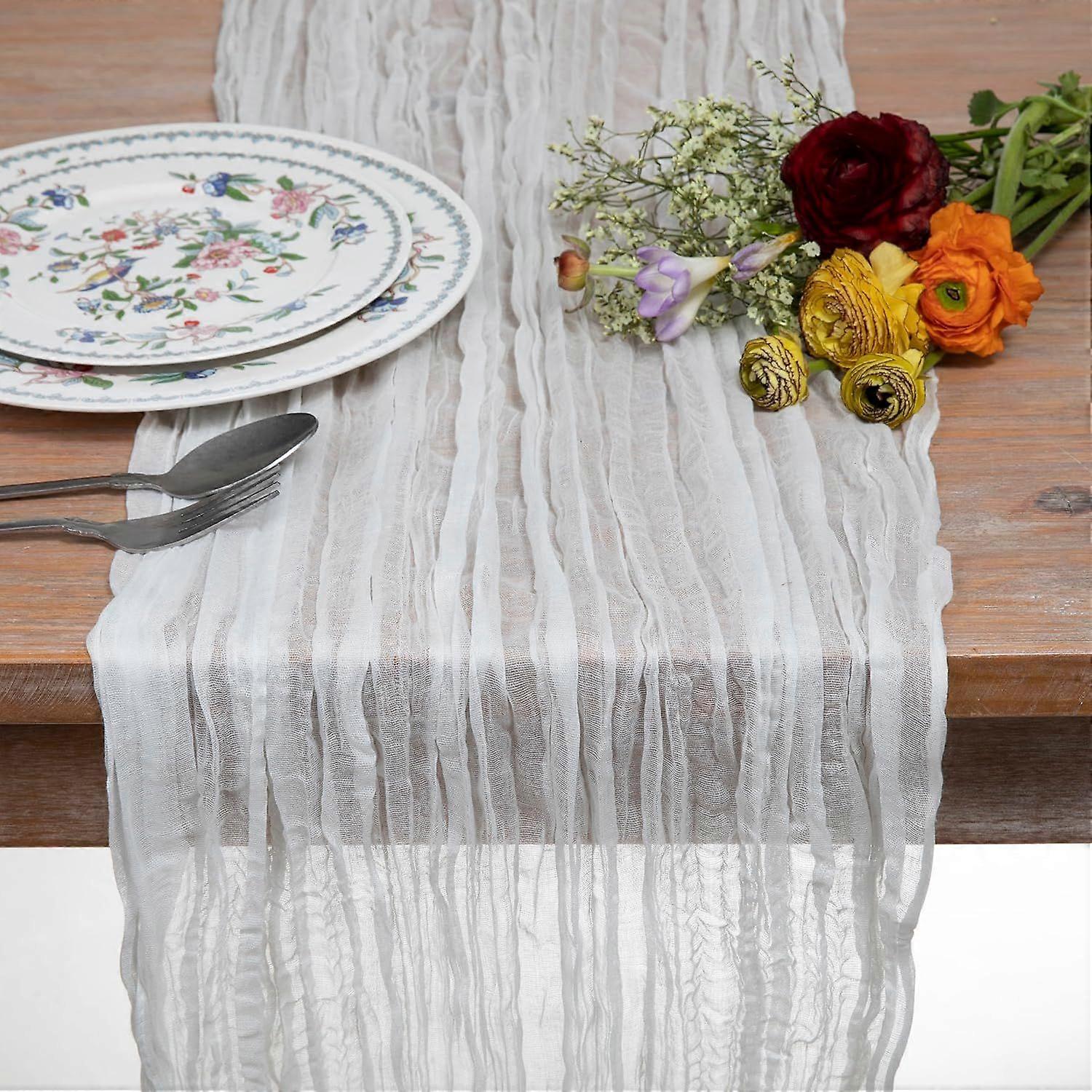 White Cheesecloth Table Runner 10ft Boho Table Runner Rustic Cheese Cloth Table