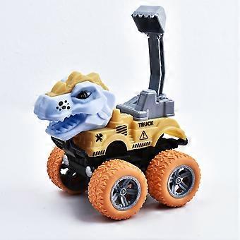 Carrinho de brinquedo escavadeira de dinossauro com acionamento por botão, veículo educativo com rodas realistas para brincadeiras imaginativas.