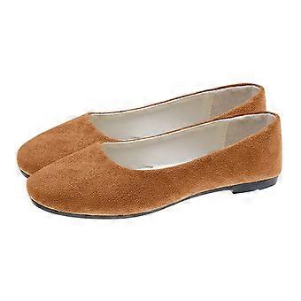Scarpe basse da donna, ballerine in camoscio con punta quadrata in stile coreano, scarpe slip-on perfette per il lavoro, occasioni eleganti ma informali e outfit alla moda, colore marrone, taglia 42.