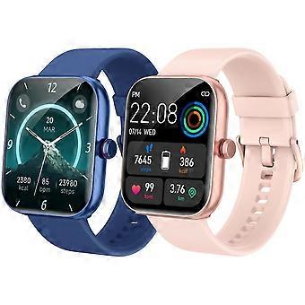 Smartwatch da donna, touchscreen da 1,91 pollici, notifiche di chiamata, monitoraggio dell'attività fisica e del sonno, rosa e blu.