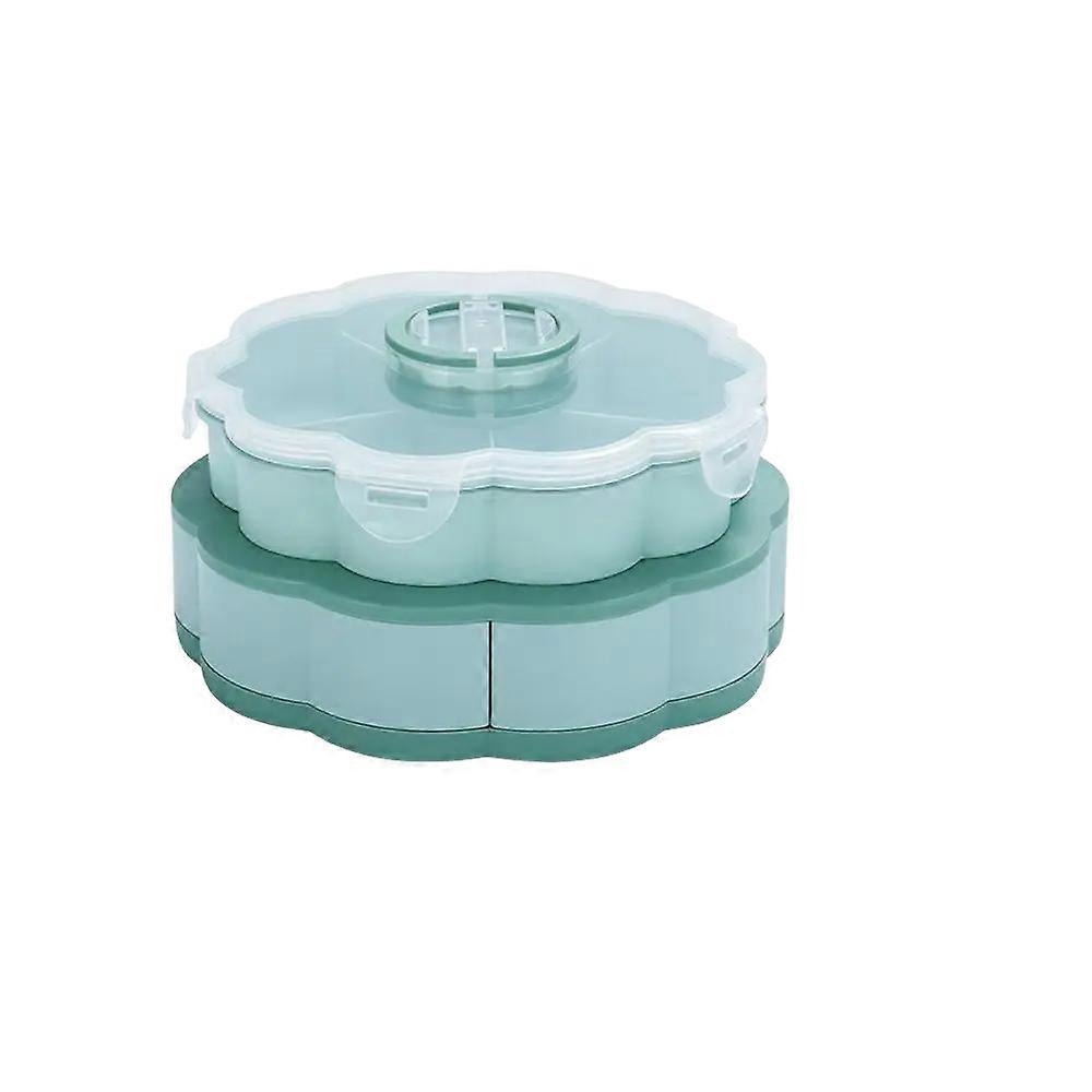 Divided Serving Tray 2 Layer Flower Shape Rotatable Container 10 Compartments Snack Tray with Lid