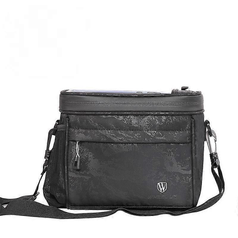 Touch Screen Bicycle Basket Mountain Bike Crossbar Front Bag - Basic 042 Black Pattern - Strap (One Pack)