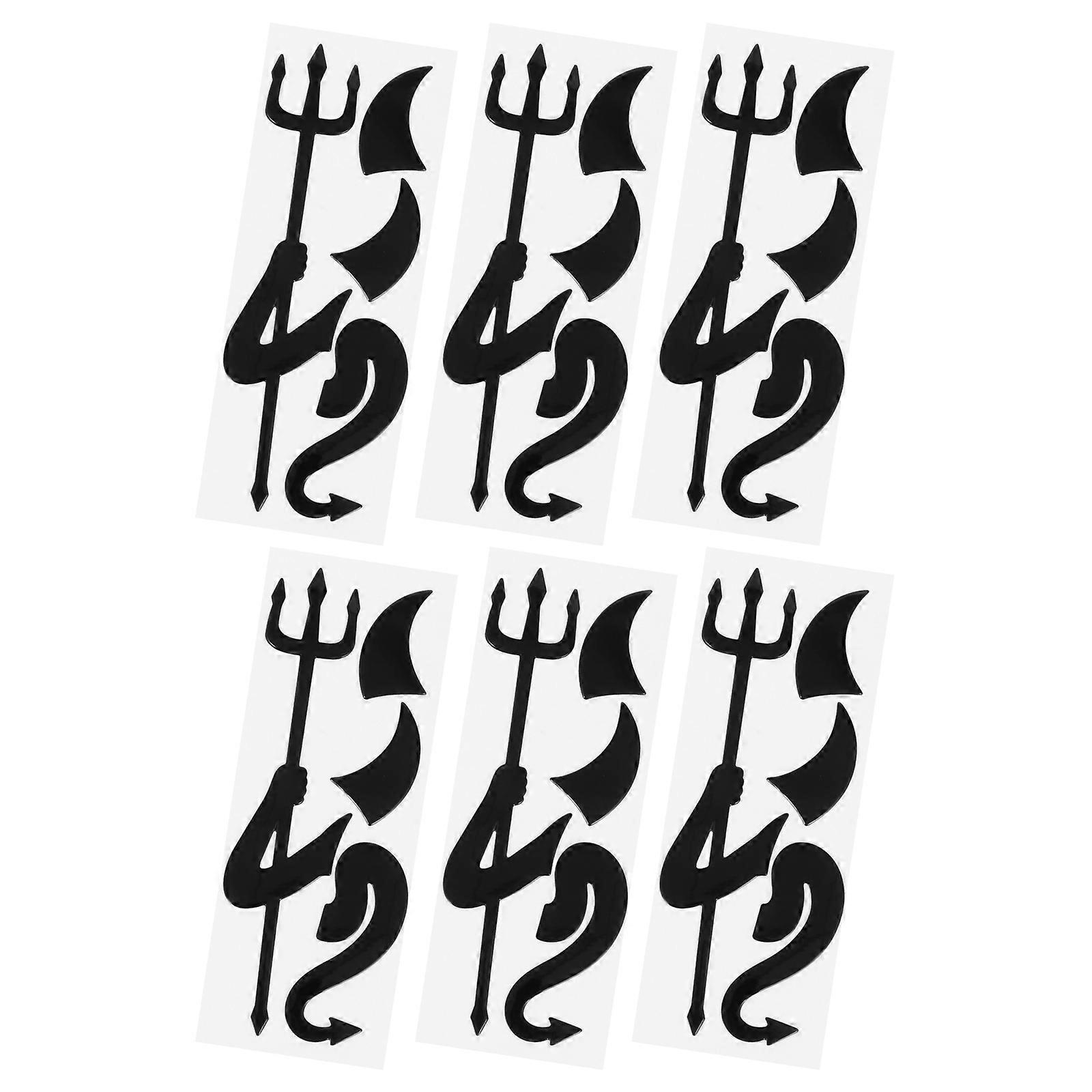 PVC Car Sticker Pattern for Decoration 6Pcs Black Durable Set