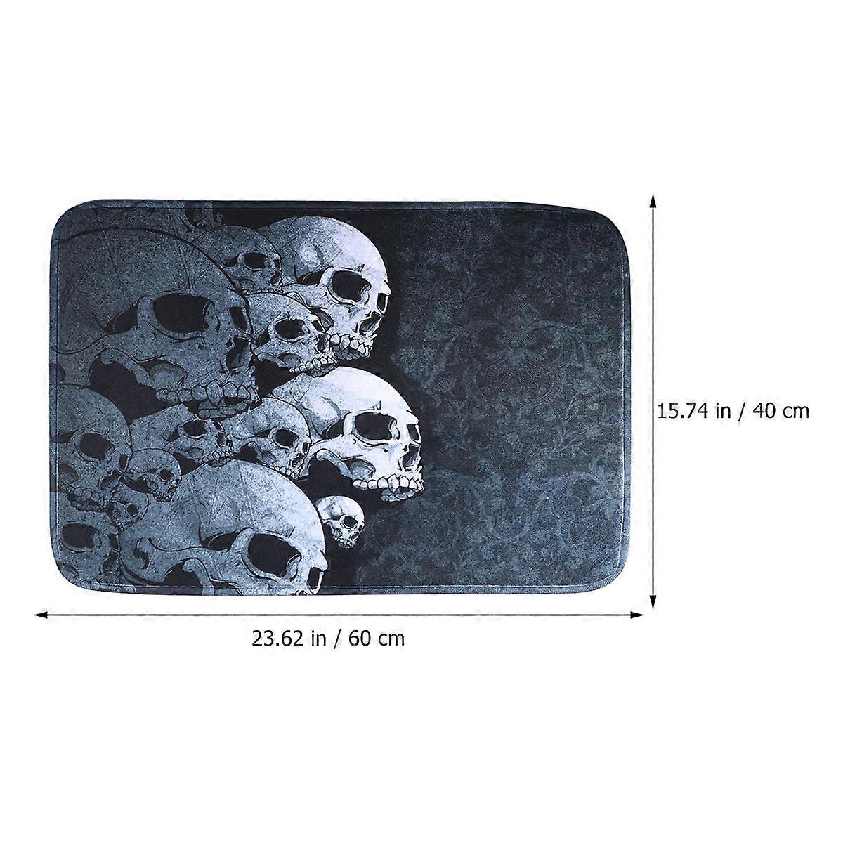 Grey Skull Pattern Door Mat with Anti-Slip Function Thicken Floor Rug