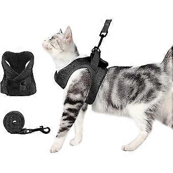 Heather Grey, Size SAnti-Escape Cat Harness and Leash Set, Adjustable and Padded with Running Padding, Comfortable Outdoor Jacket for Kitten, Puppy, R