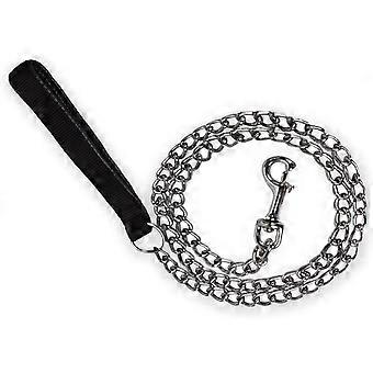 Anti-bite leash for dogs dog leash chain (180cm) in steel leash metal dog strong leather handle [XR]