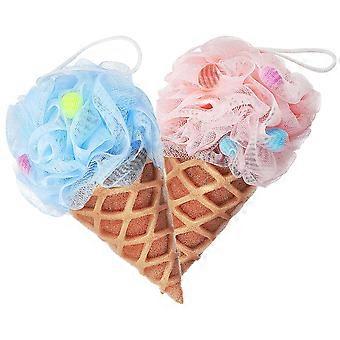 Body Exfoliating Shower Puff Loofahs Travel Body Scrubber Soft Material Dense Mesh 21.00X11.00X11.00CM 2Pcs