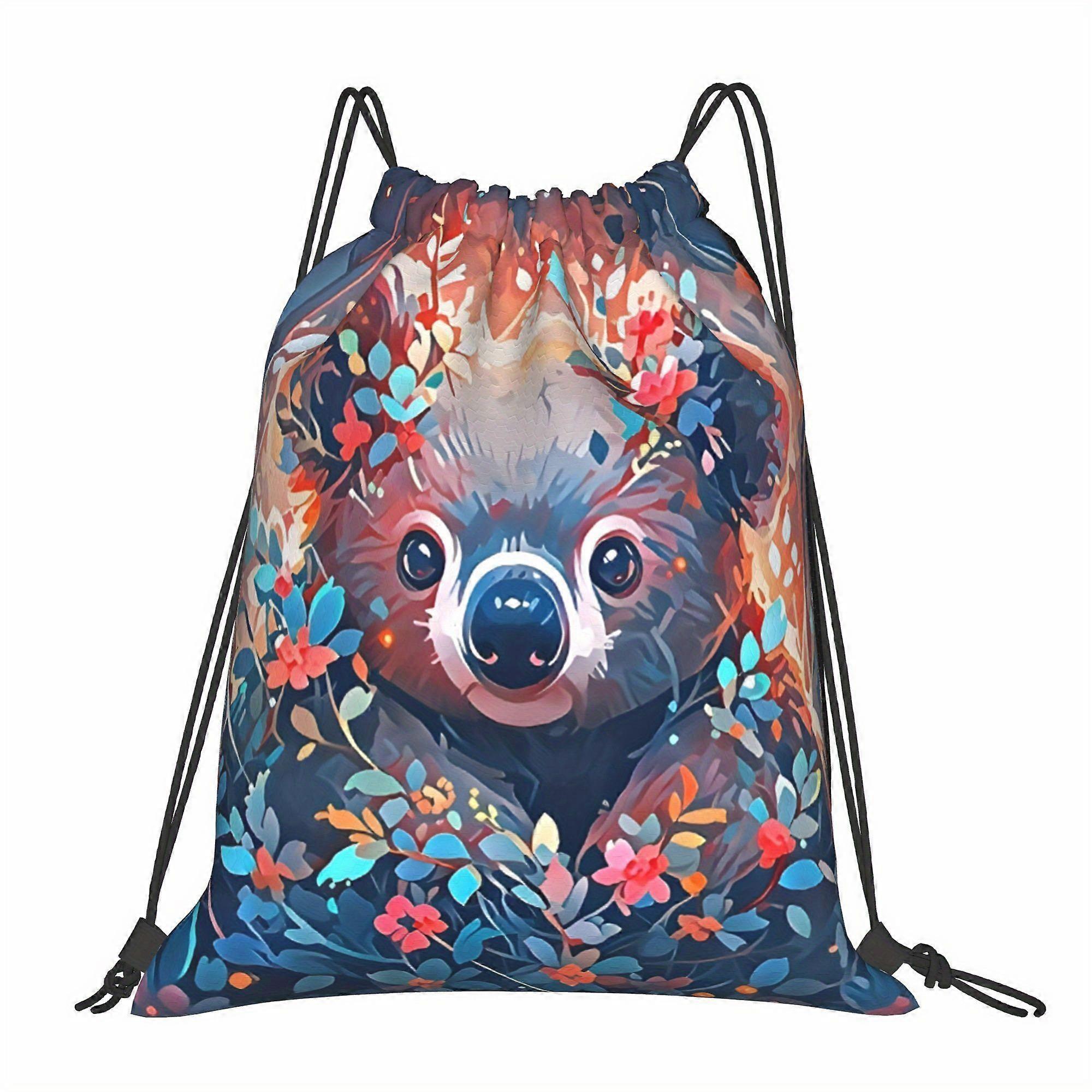 2D Flat Drawstring Pouch, Koala Drawstring Bag, 2D Flat-Cqazw