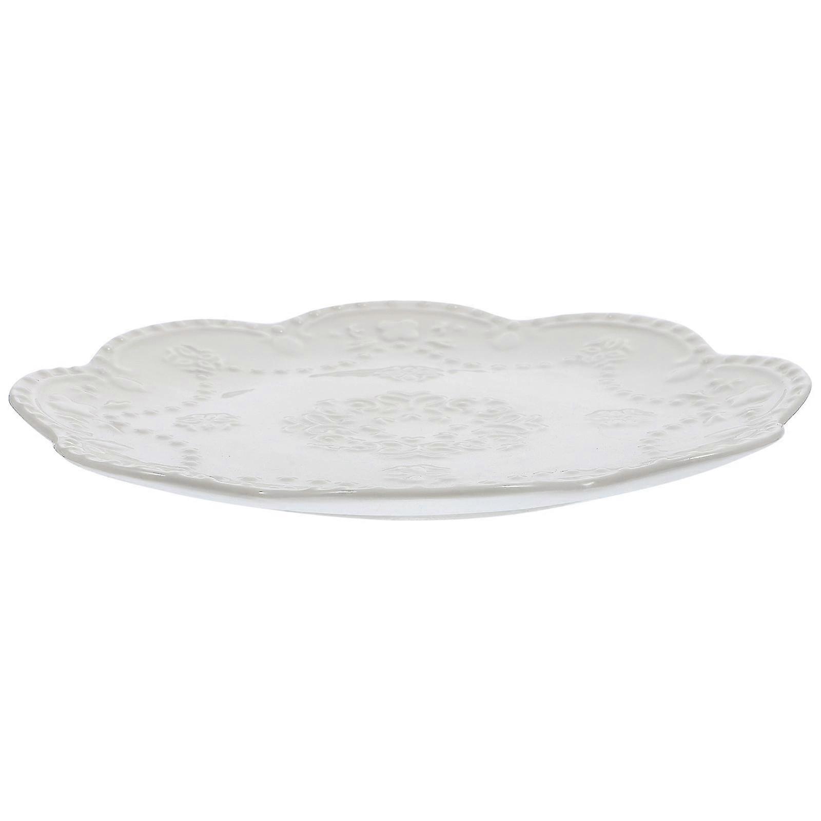 Ceramic Dinnerware Creative Dinner Plates compatible with Restaurant KTV Small Size Pressed Edge Pattern 1Set