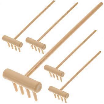 6 Stück Japanische Gartenwerkzeuge Hölzerne Mini-Rack-Desktop-Zen-Gartenzubehör Mini-Zen-Sandrechen Zen-Steingartengeräte