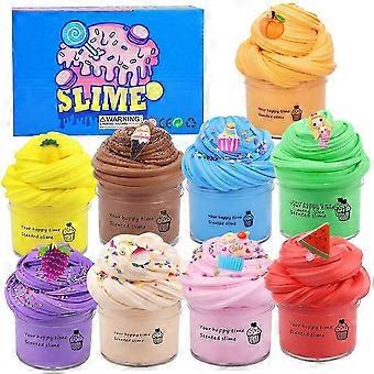 Slijmset met 9 pakjes boterslijm, gekleurde Peachybbies slijm watermeloen bedeltjes, superzacht en niet plakkerig, stressverlichtend speelgoed, feestartikel, verjaardagscadeau