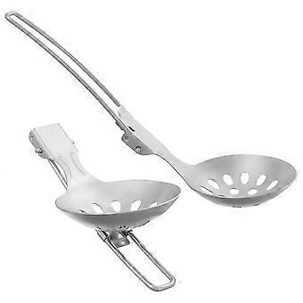 Foldable Metal Skimmer Spoon for Camping and Travel 10Pcs Set