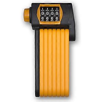 Foldable Combination Bike and Motorcycle Lock  Padlock with customizable 4-digit code, it does not require a key. Compact for storage and deterrent