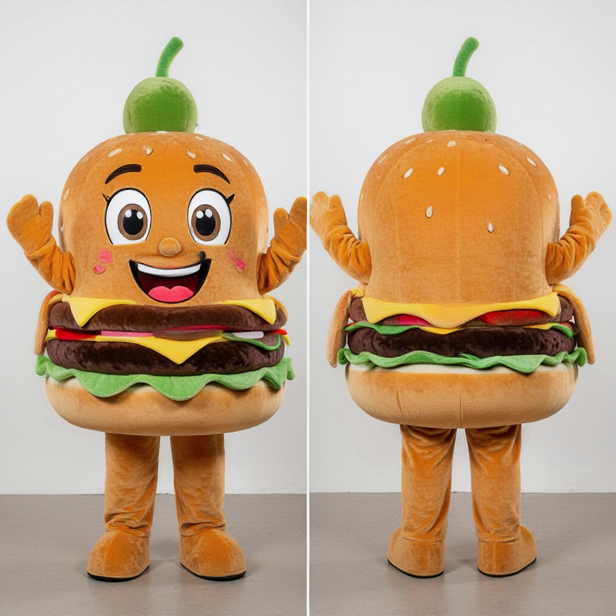 MASTICOT Golden Plush Oversized Hamburger Mascot