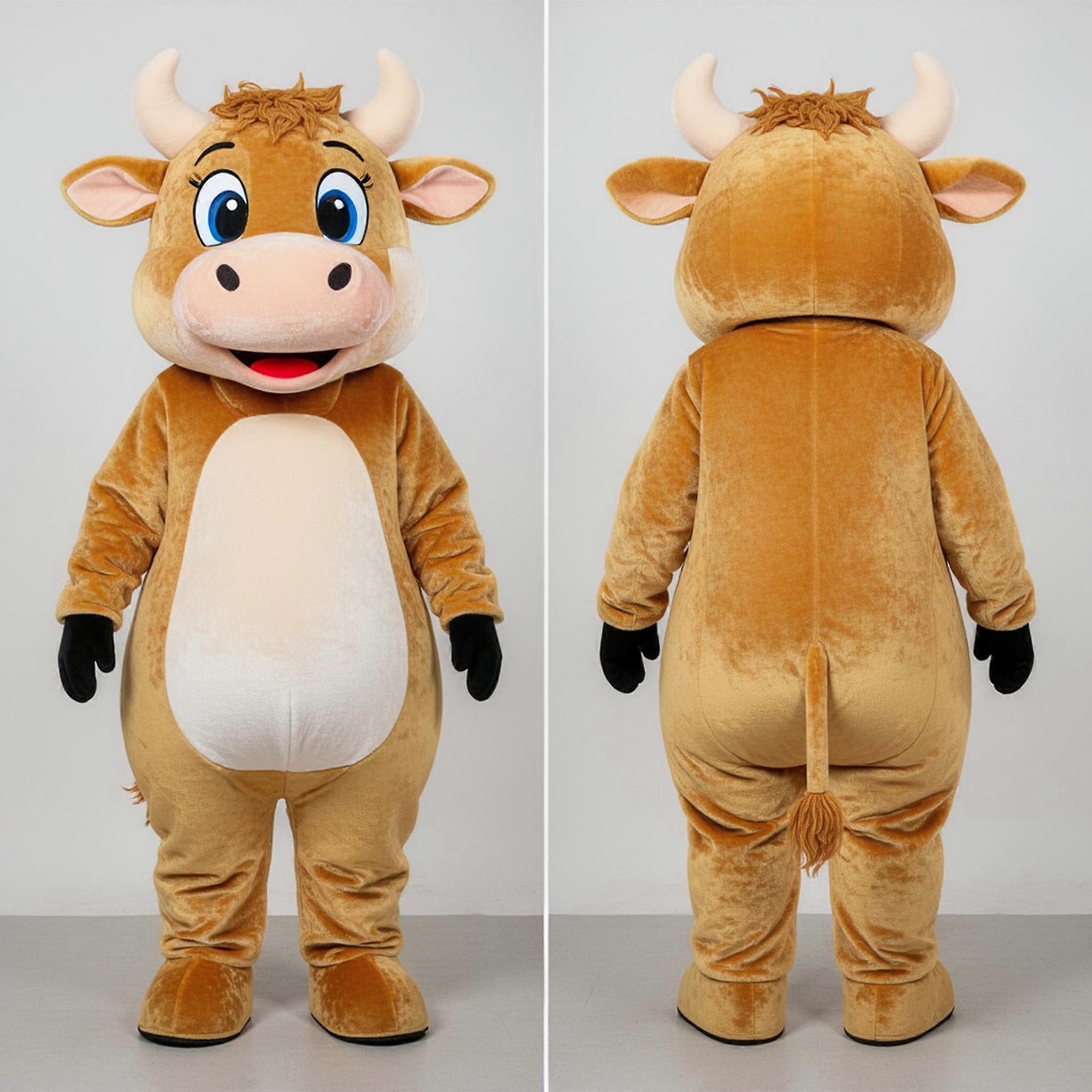 MASTICOT Golden Bronze Playful Cow Mascot