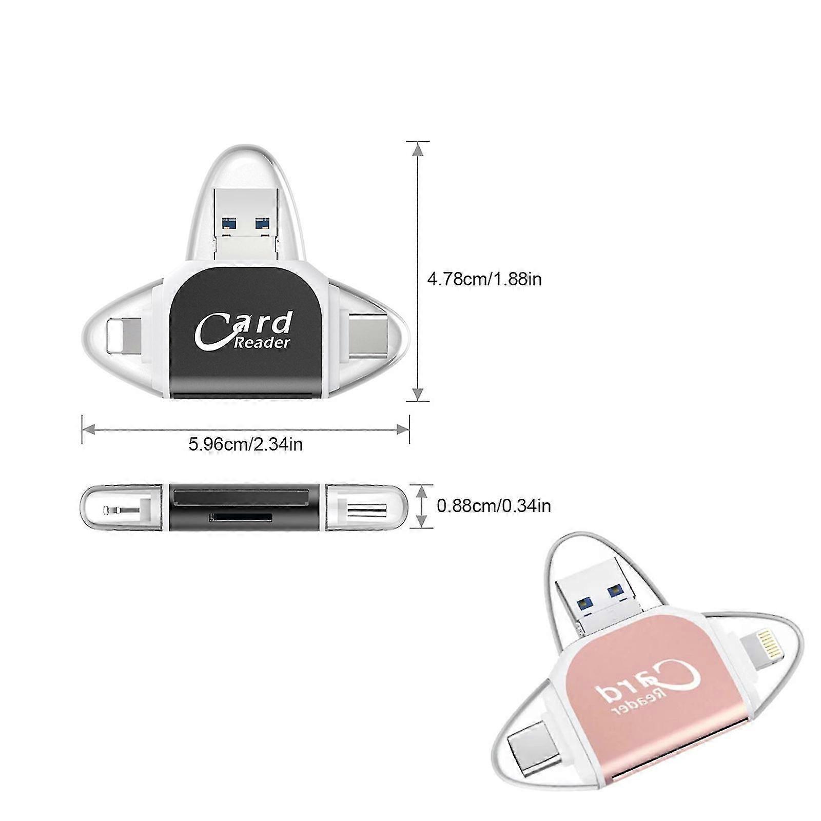 Multi-Port 4 in1 Universal SD TF Card Reader,USB C SD TF Memory Card Reader, USB C Hub Multiport Adapter