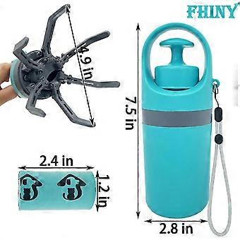 Pelle à crottes de chien portable, pelle à caca de chien portable sans contact ramasseuse de déchets pour chiots sanitaires avec distributeur de sacs pratique et léger à six griffes