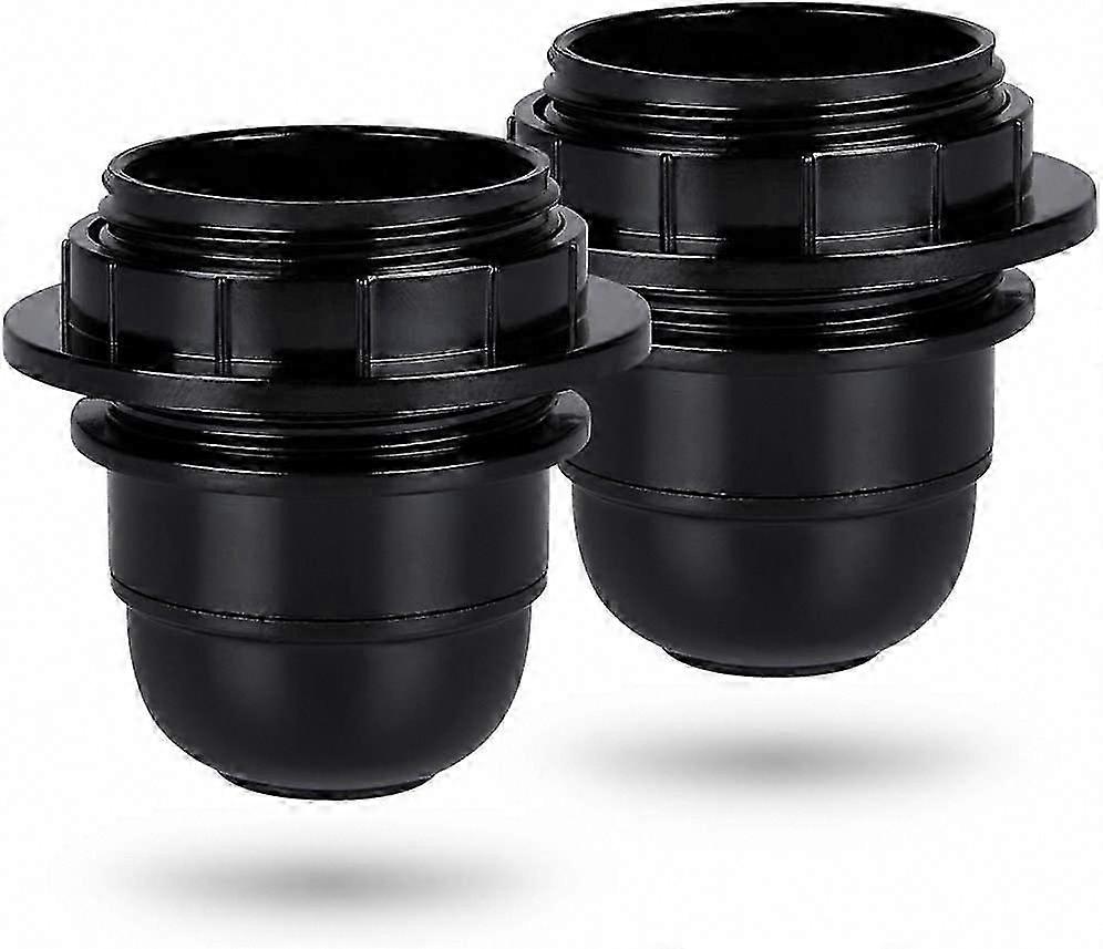 Black E27 Screw Socket - 2x Plastic E27 Lamp Socket Ring - E27 Bulb Holder for Ceiling & Pendant Light - E27 Light Socket