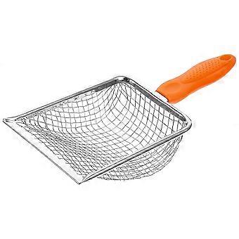 Stainless Steel Cat Litter Scoop compatible with Home Use with Orange Handle