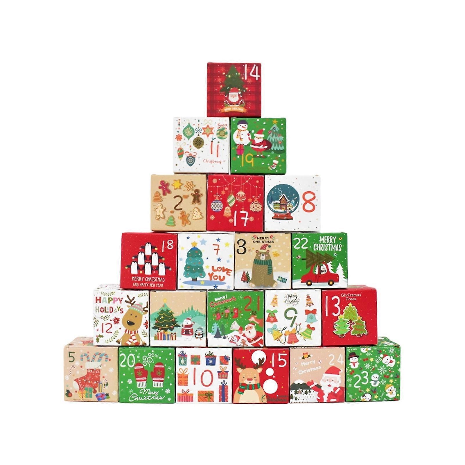 24 Pcs DIY Christmas Advent Calendar Boxes - Empty Cardboard Countdown