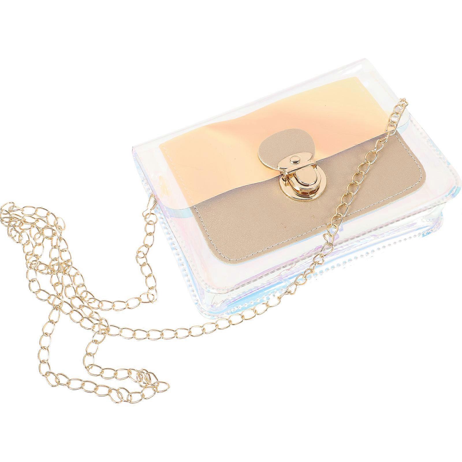 Silver Clear Shoulder Bag for Storage Use Adjustable Strap