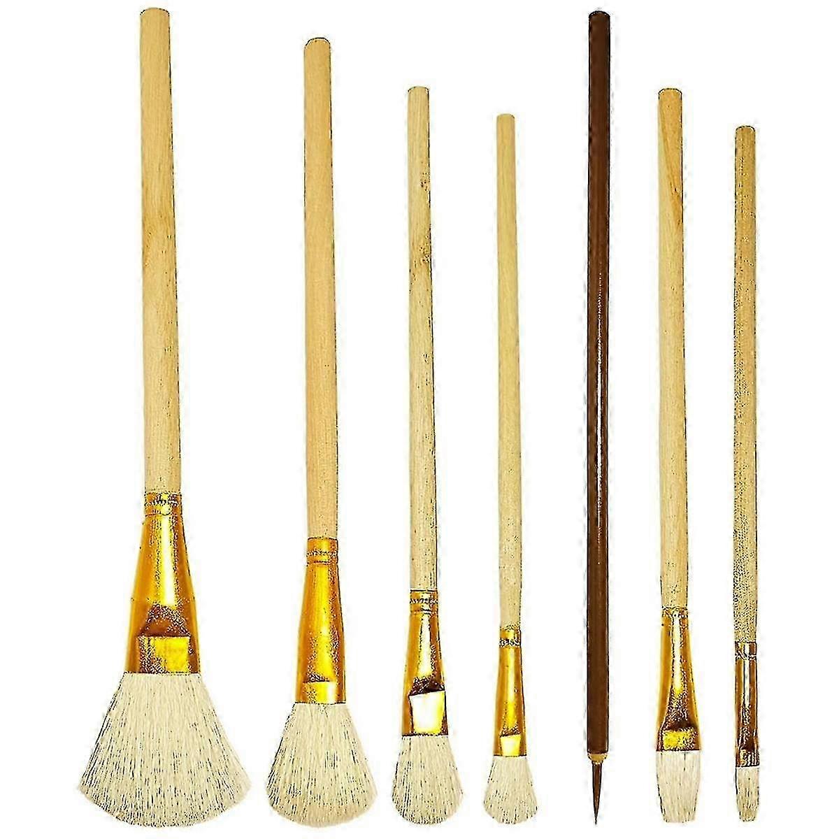 7pc Wooden-Handle Glazing Brush Kit