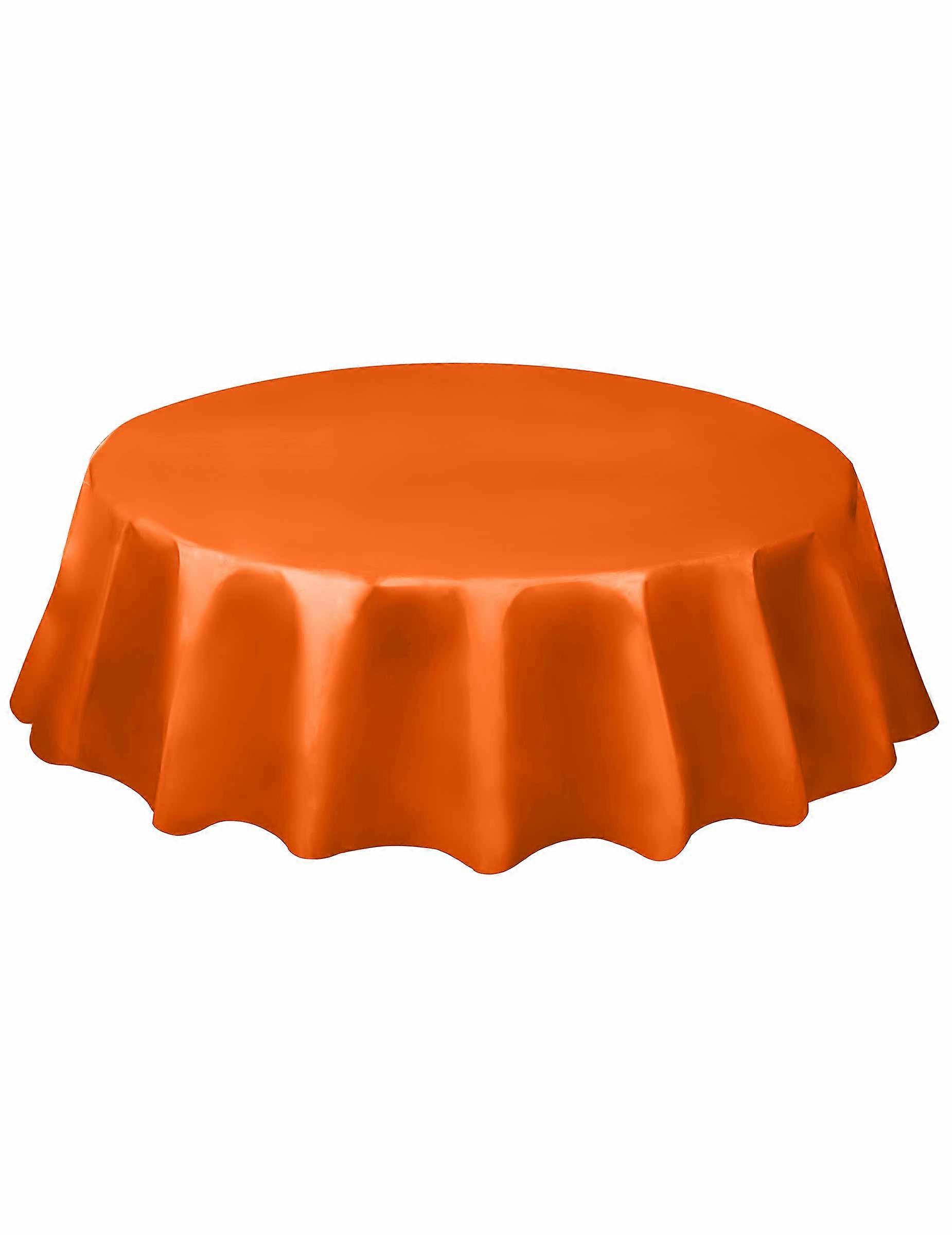 Orange round plastic tablecloth 213 cm