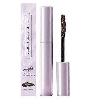 Portable Everyday Curling Mascara with Tapered Fiber Brush, Curling Support, Warm Water Removal, and Defined Lash Finish Look  brown