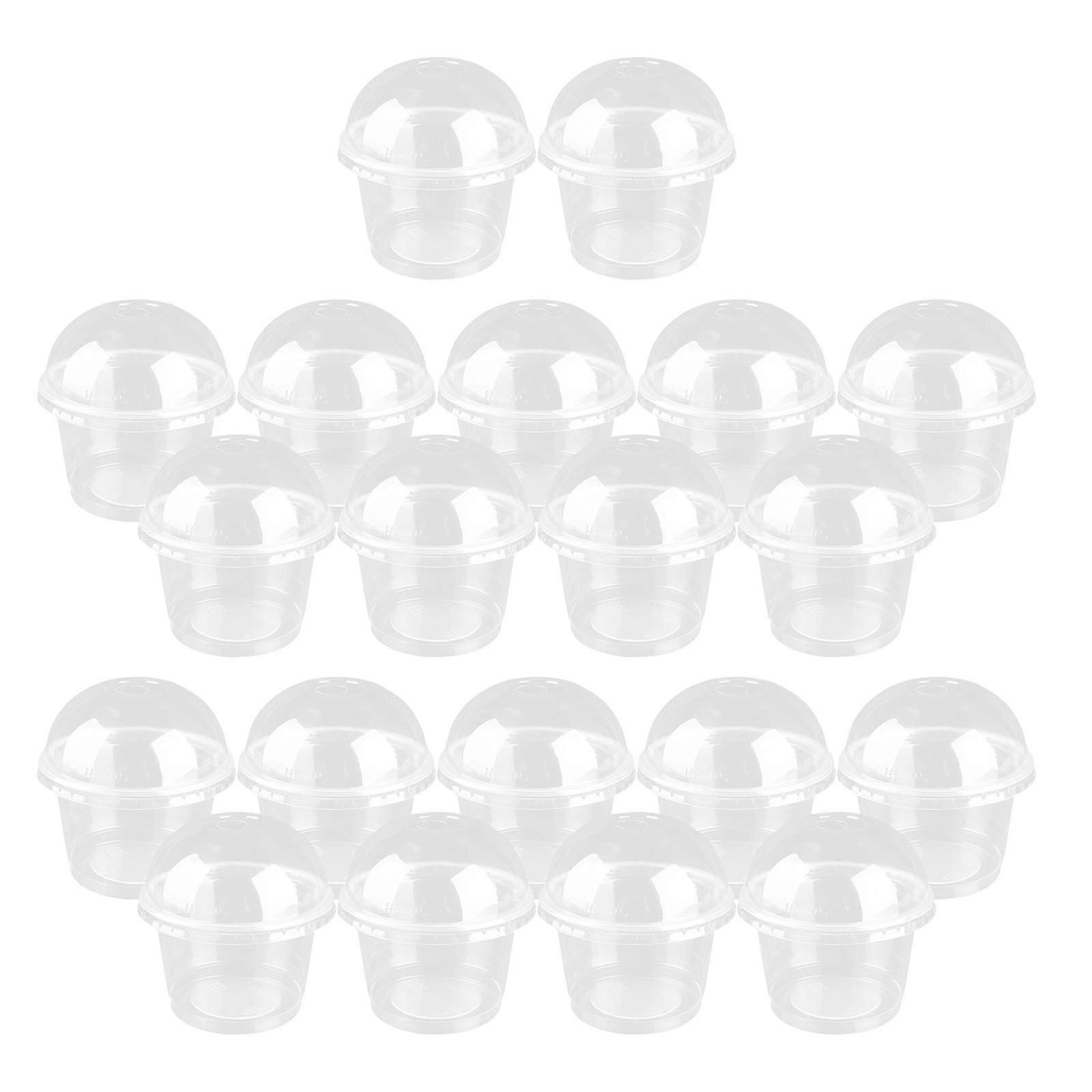 Disposable Transparent Dessert Cups with Lids 20Pcs
