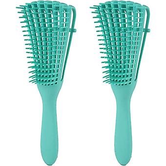 Ontwarrende borstel voor krullend haar, haarontklitter, kinky wavy voor nat, droog, lang, dik krullend haar, exfolieert je hoofdhuid voor mooie en glanzende krullen (2 p