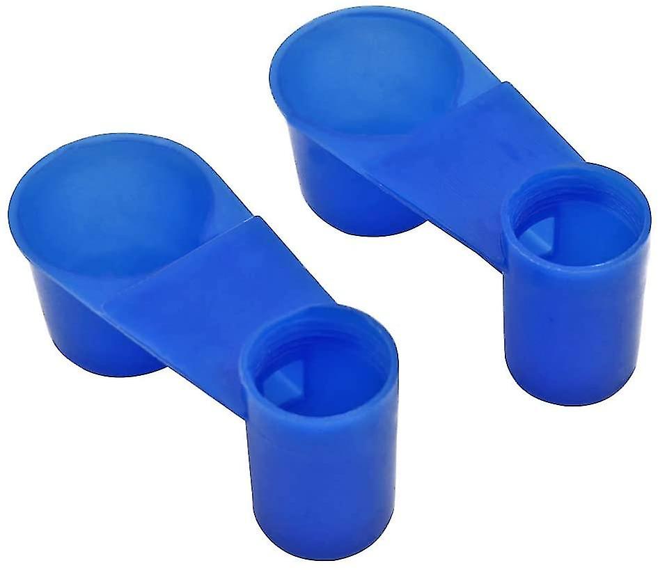 2pcs Bird Water Feeder Drinking Cups Pigeon Parrot Feeding Trough Bird Water Dispenser Blue