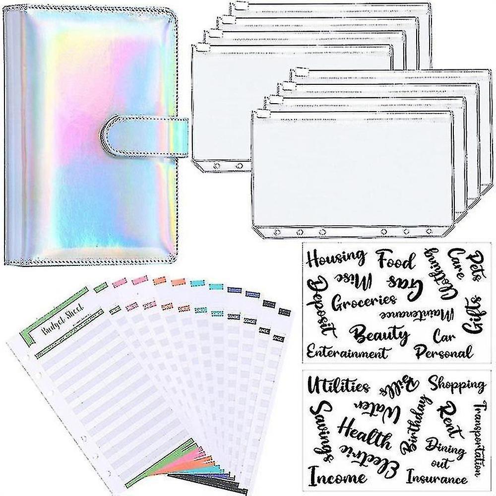 A6 Binder Budget Planner Notebook Covers Folder Size 6 Hole Pockets Plastic Zipper Money Saving Envelope