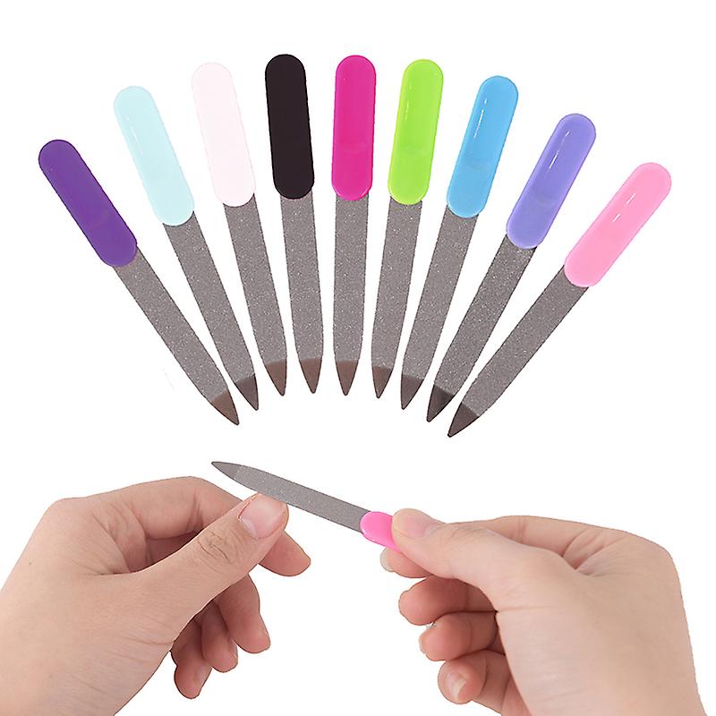 5pcs Plastic Handle Metal Double Sided Nail Files Manicure Pedicure Tool