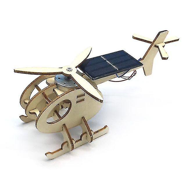 3d Assemble Solar Powered Wood Powered Helicopter Plane Puzzle Wood Building Model Kit